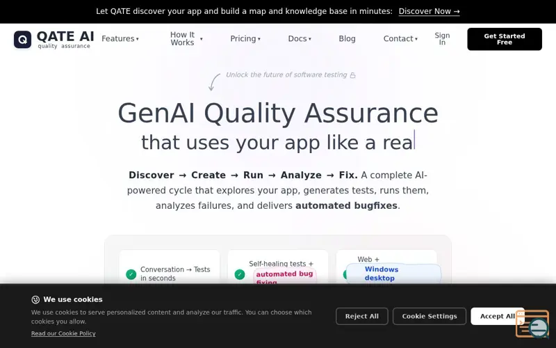 Screenshot of QATE AI, a launch using ZXCS