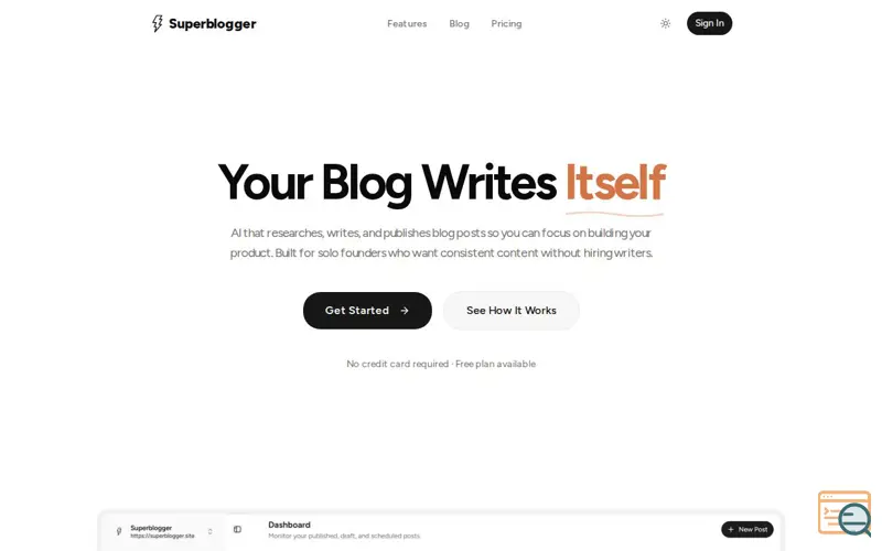 Screenshot of Superblogger