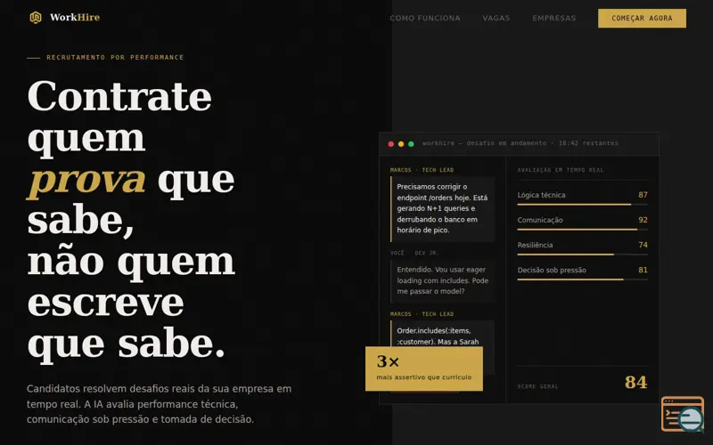 Screenshot of WorkHire