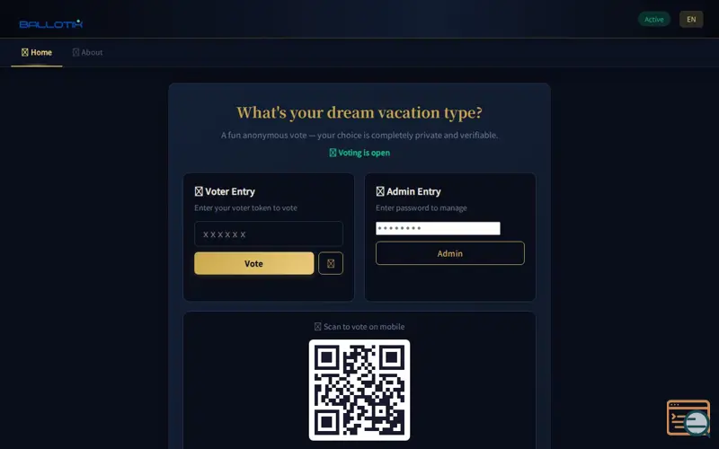 Screenshot of Ballotix Labs / Secure Election System