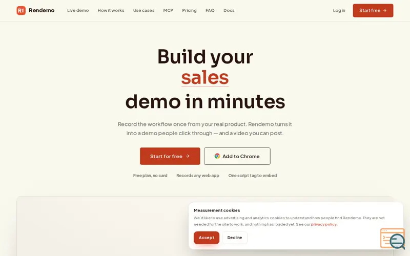 Screenshot of Rendemo — Interactive product demos anyone can follow