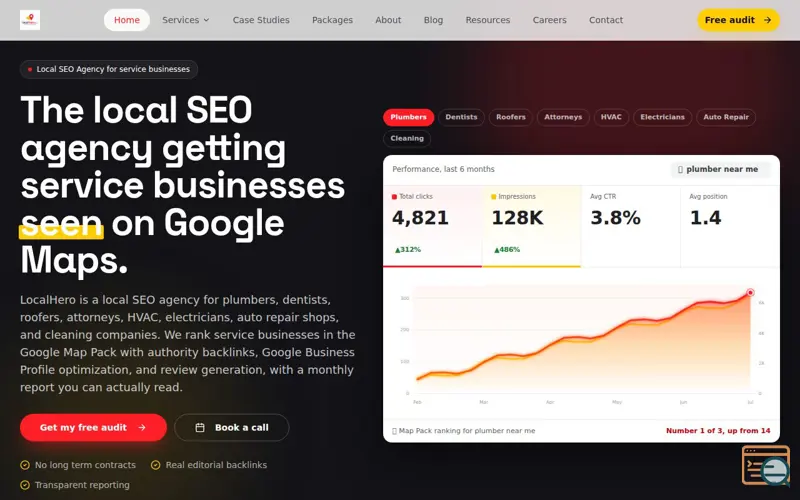 Screenshot of Local Hero, a launch using The SaaS Dir