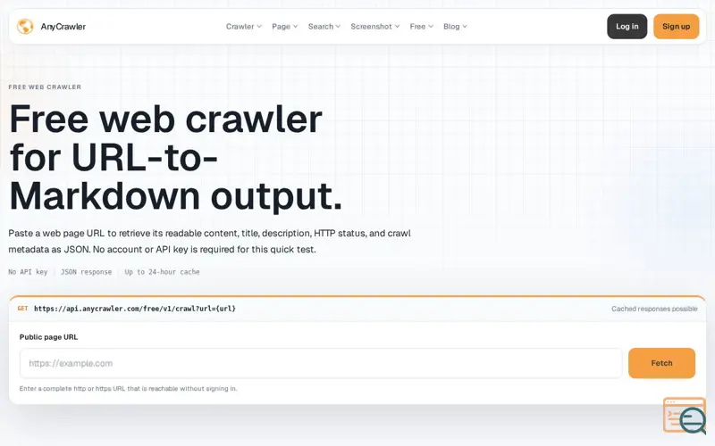 Screenshot of AnyCrawler Free Crawl