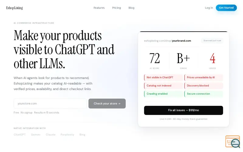 Screenshot of EshopListing - LLM founds your poducts