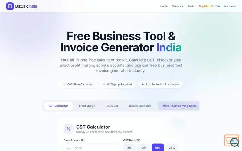 Screenshot of BizCalc