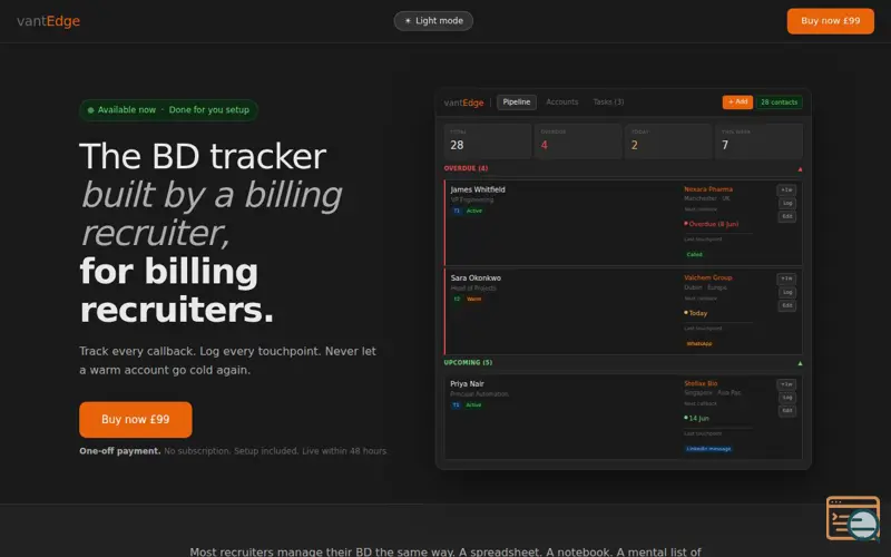 Screenshot of vantEdge