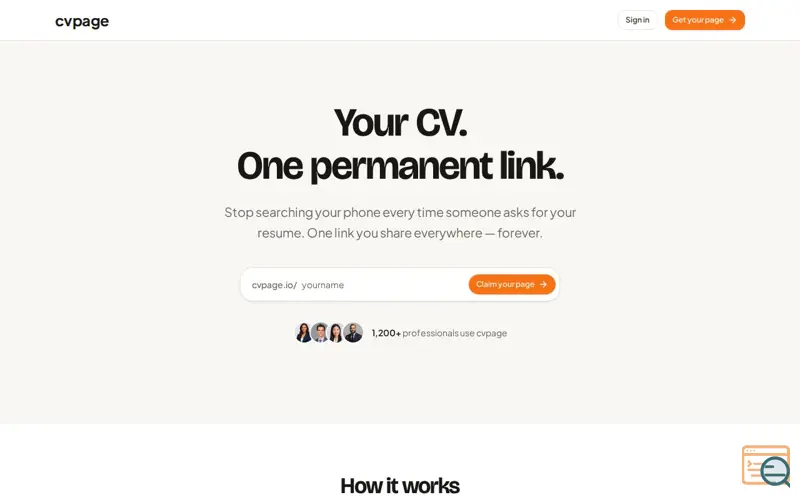 Screenshot of CVPage 