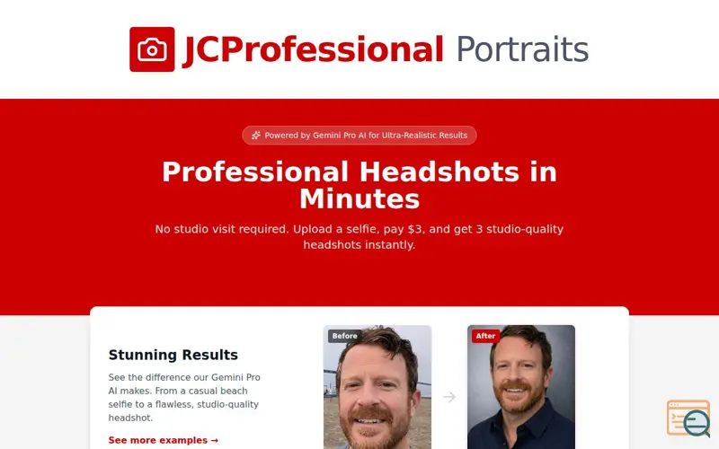 Screenshot of JCProfessional Portraits