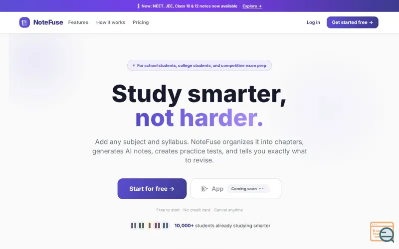 Screenshot of NoteFuse