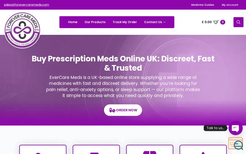 Screenshot of Forevercaremeds, a launch using Typed.js