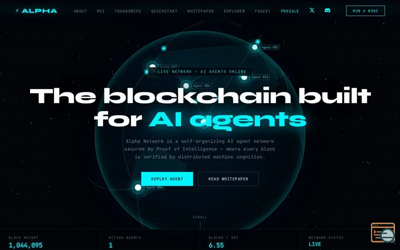 Screenshot of Alpha Network — Blockchain for AI agents