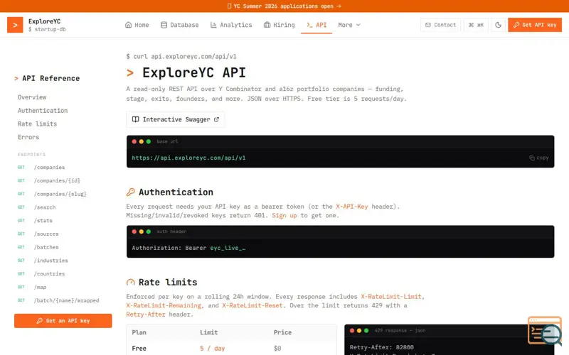 Screenshot of ExploreYC