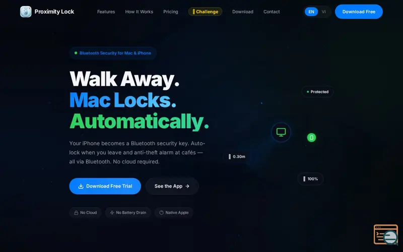 Screenshot of Proximity Lock