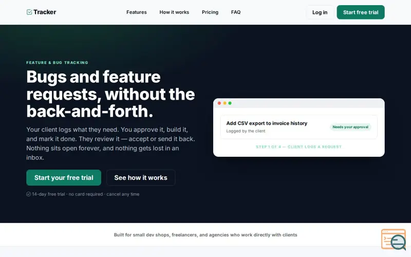 Screenshot of Tracker, a launch using HEY Email