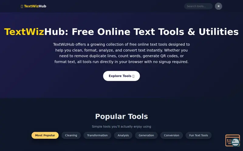 Screenshot of TextWizHub