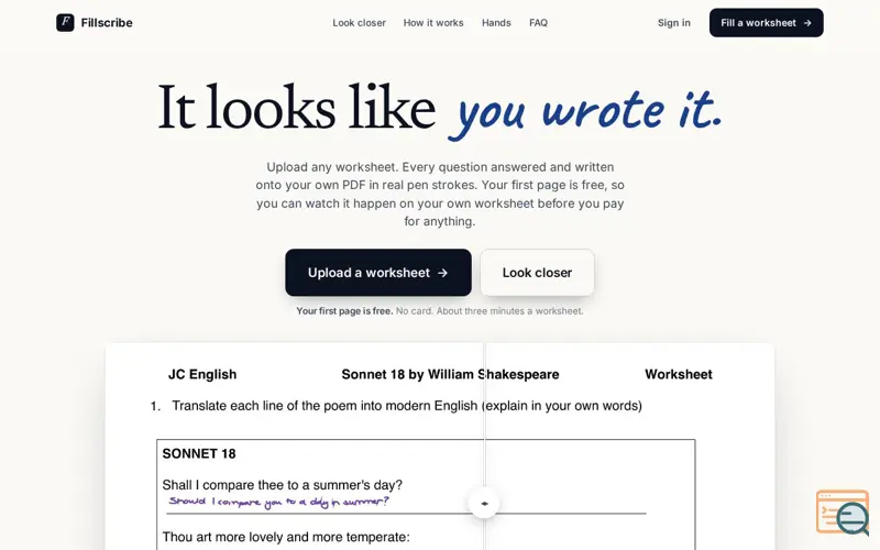 Screenshot of Fillscribe