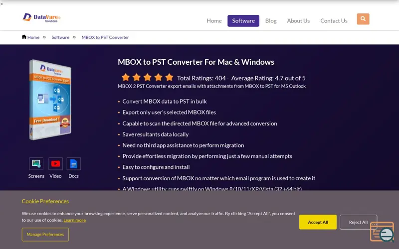 Screenshot of DataVare MBOX to PST Converter