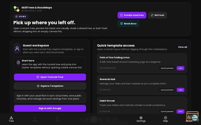 Screenshot of SkillTrees & RoadMaps