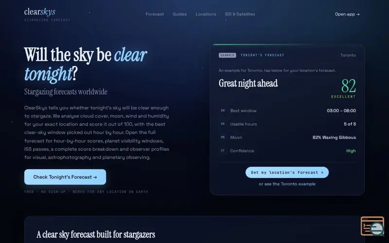 Screenshot of ClearSkys