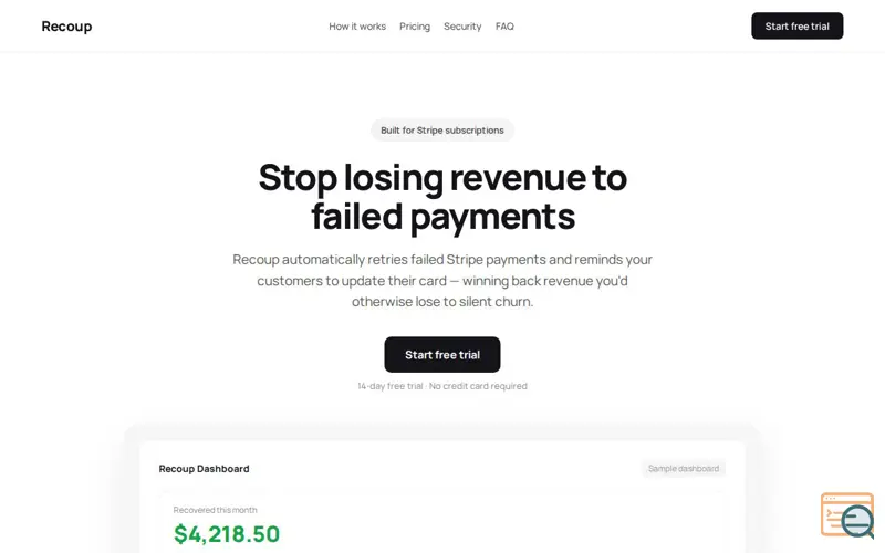 Screenshot of Recoup