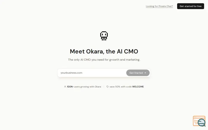 Screenshot of Okara CMO, a launch using Kit (ConvertKit)
