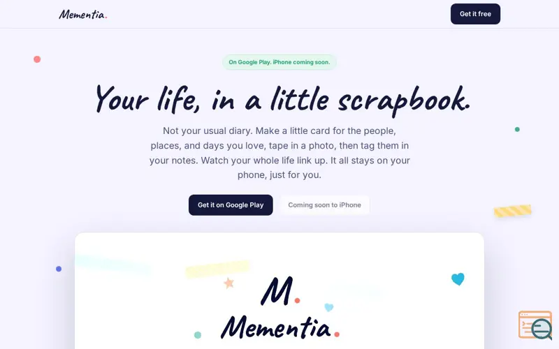 Screenshot of Mementia: Journal & Codex