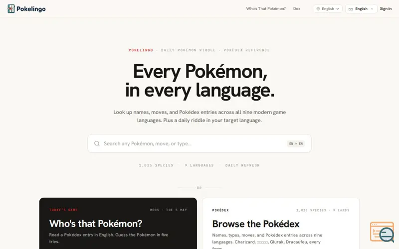 Screenshot of Pokelingo