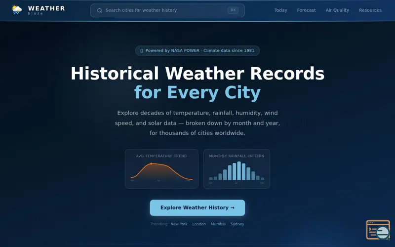 Screenshot of WeatherBlaze
