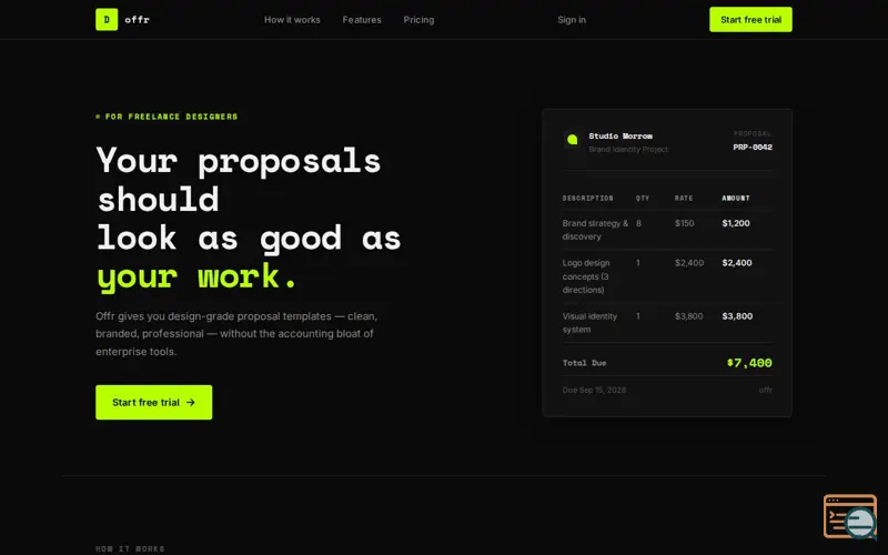 Screenshot of Offr — Design