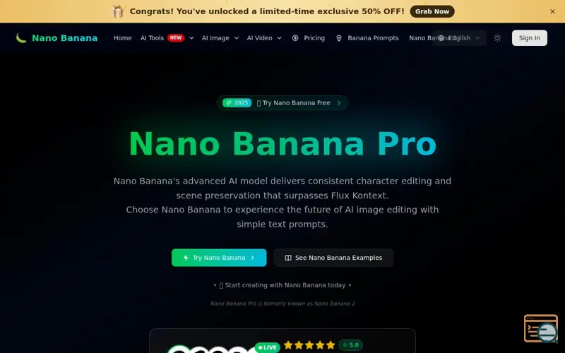Screenshot of Nano Banana