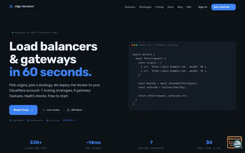 Screenshot of EdgeBalancer