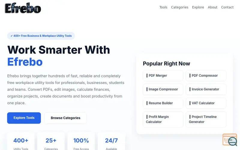 Screenshot of Efrebo.com, a launch using 20i