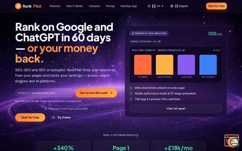 Screenshot of RankPilot AI SEO