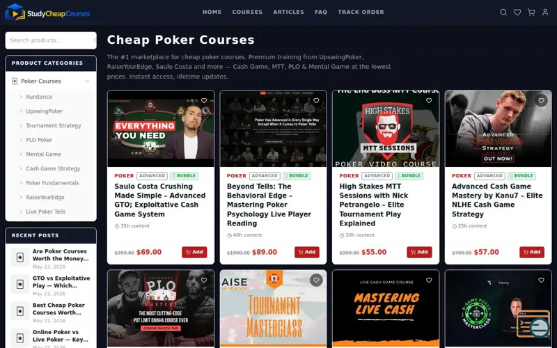 Screenshot of StudyCheapCourses, a launch using Google Drive