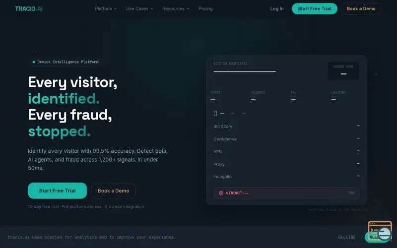 Screenshot of tracio.ai