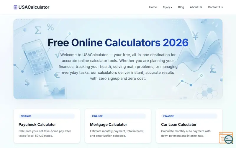 Screenshot of Free Online Calculators 2026