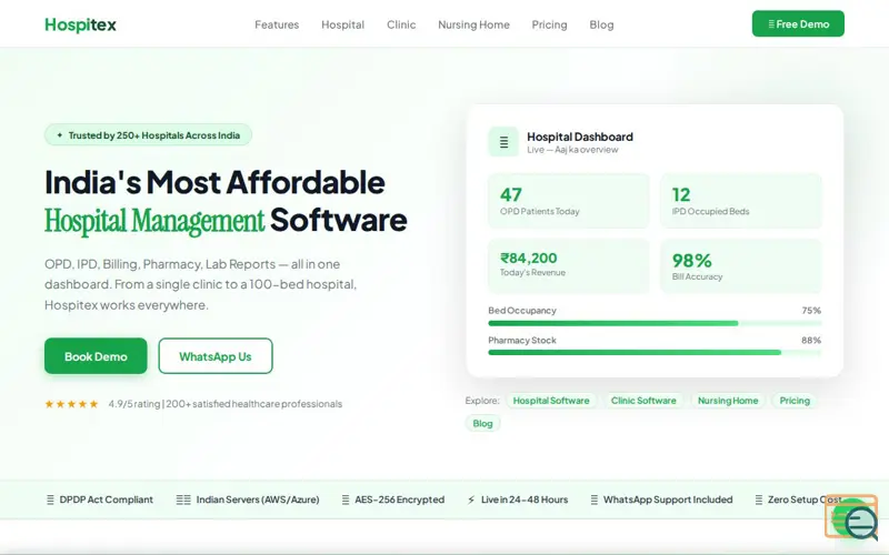 Screenshot of Hospitex HMS