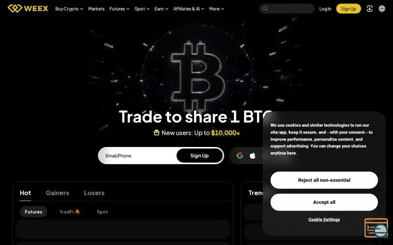 Screenshot of WEEX - Buy Bitcoin & Crypto