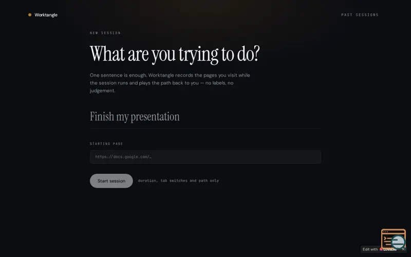 Screenshot of Worktangle
