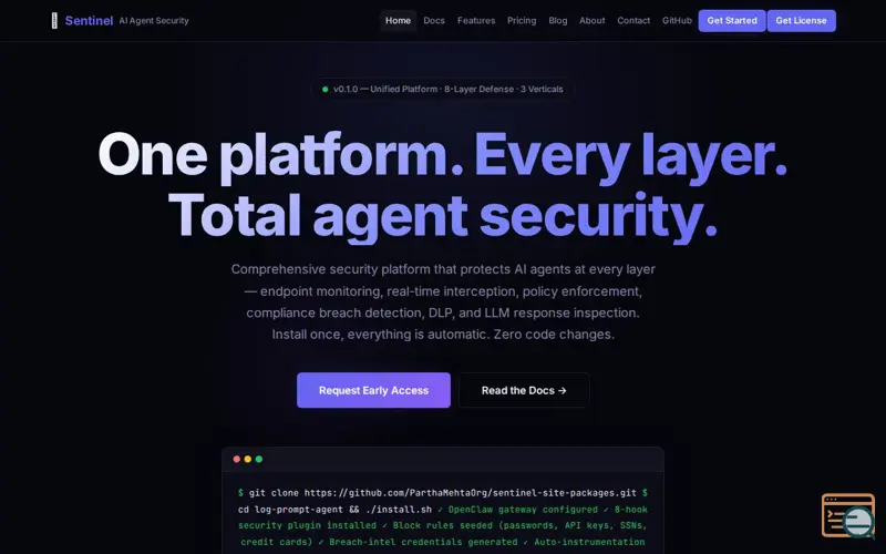 Screenshot of Sentinel