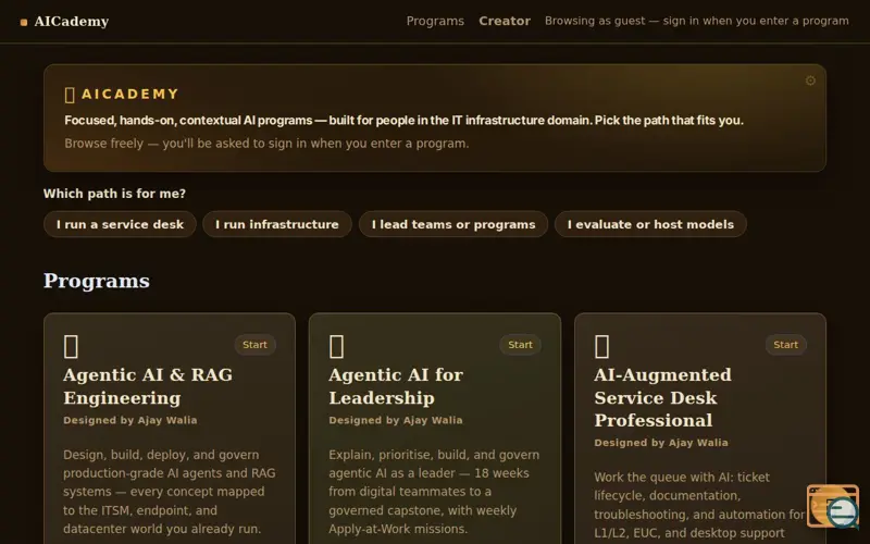 Screenshot of AICademy