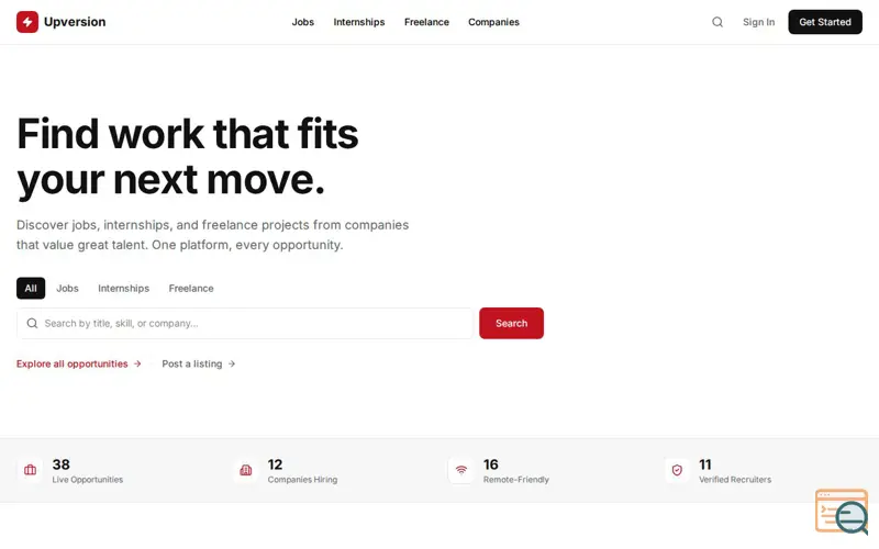 Screenshot of upversion