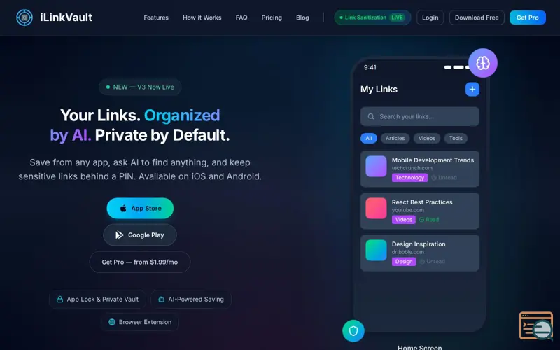 Screenshot of iLinkVault