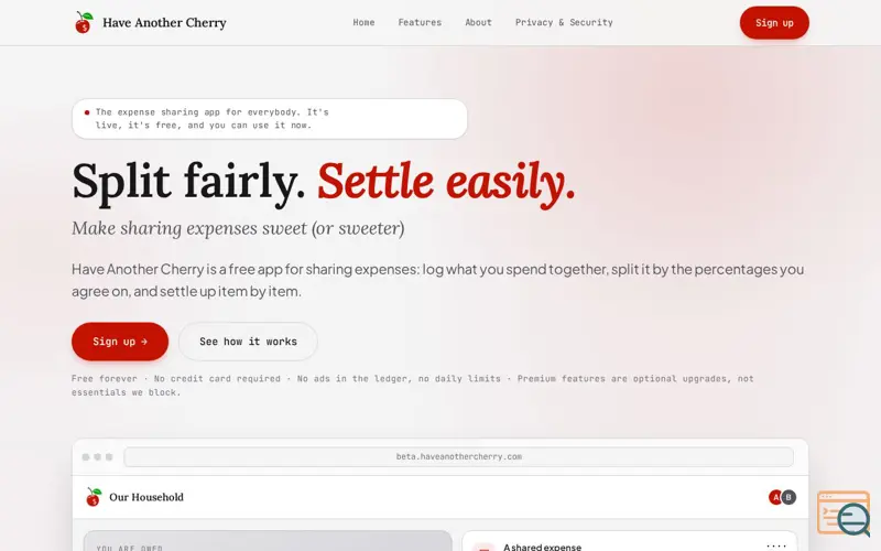 Screenshot of Have Another Cherry | Simplify group expenses today