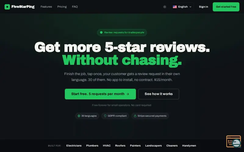 Screenshot of FiveStarPing