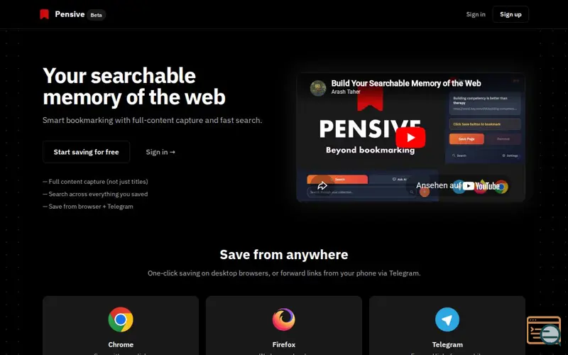 Screenshot of Pensive