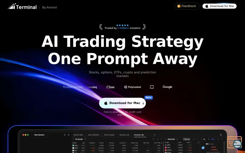 Screenshot of AInvest Terminal