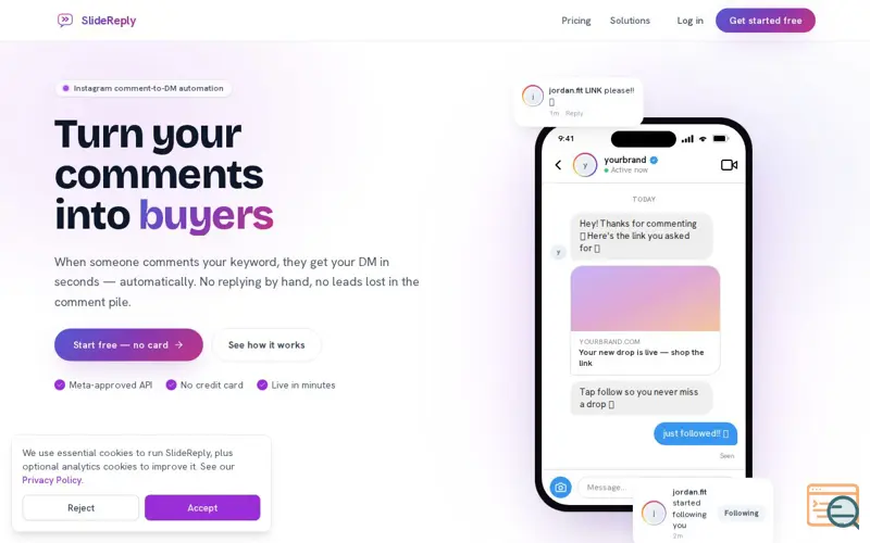 Screenshot of SlideReply