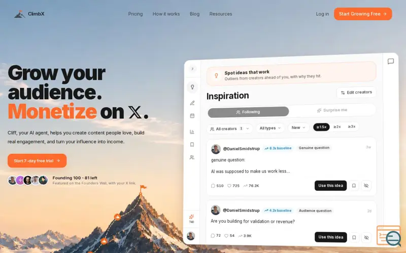 Screenshot of ClimbX