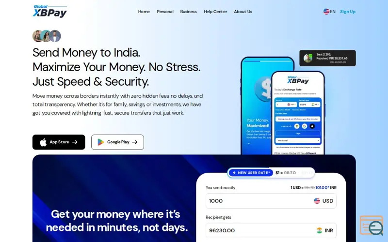 Screenshot of GlobalXBPay